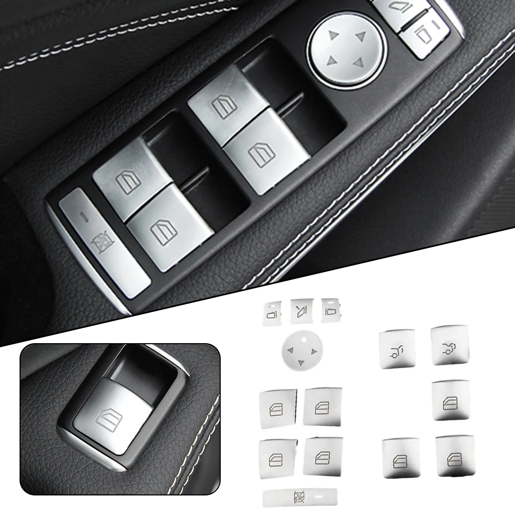 

Наклейка для кнопки подъема автомобильного стекла 14 шт., Стайлинг панели переключателя для Mercedes-Benz C180, C200, C230, C250, C280, C300, C350, C400, кла180, кла200