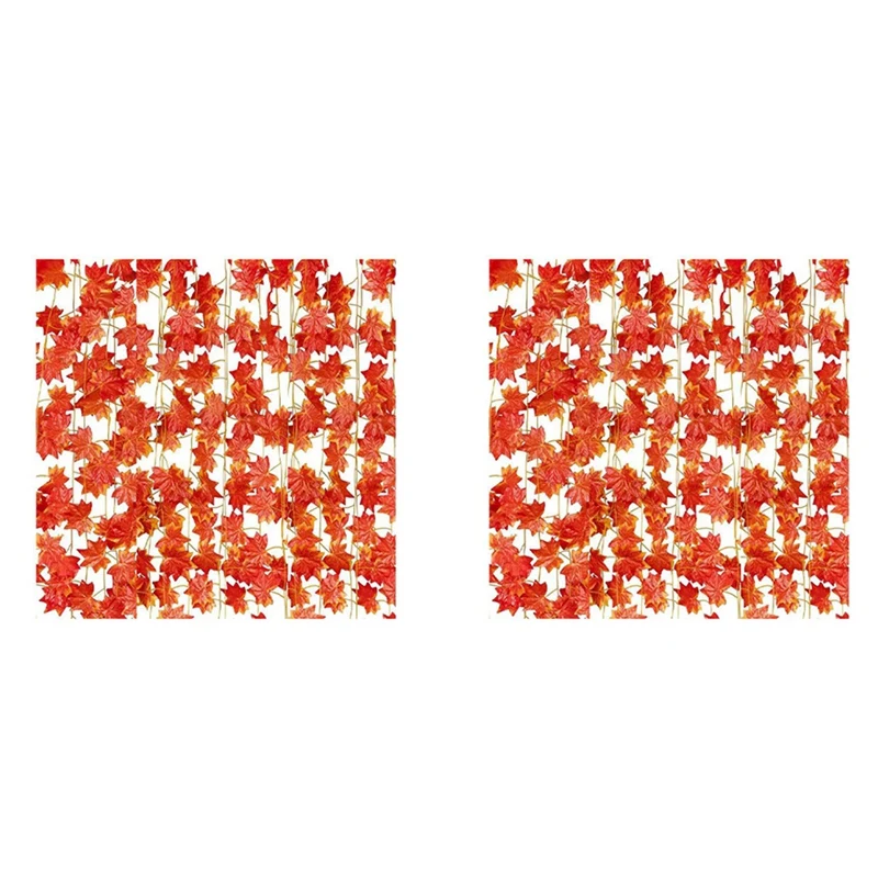 

24 Strands Fall Maple Leaves Autumn Ivy Garland Artificial Maple Vines Garland For Thanksgiving,Christmas,Home Decors