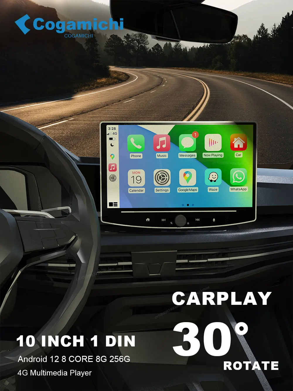 

10 Inch 1 Din Android Car Radio Auto Multimedia Player Knob Carplay GPS Navigation Adjustable Touch Screen 1din Radios Autoradio