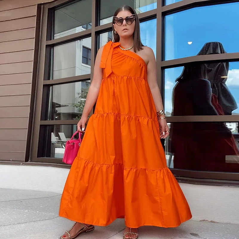 Bow One Shoulder Maxi Dress Women Summer 2022 Streetwear Casual A-line Long Dress Holiday Big Swing Beach Party Dresses Vestidos
Bow One Shoulder Maxi Dress Women Summer 2022 Streetwear Casual A-line Long Dress Holiday Big Swing Beach Party Dresses Vestidos