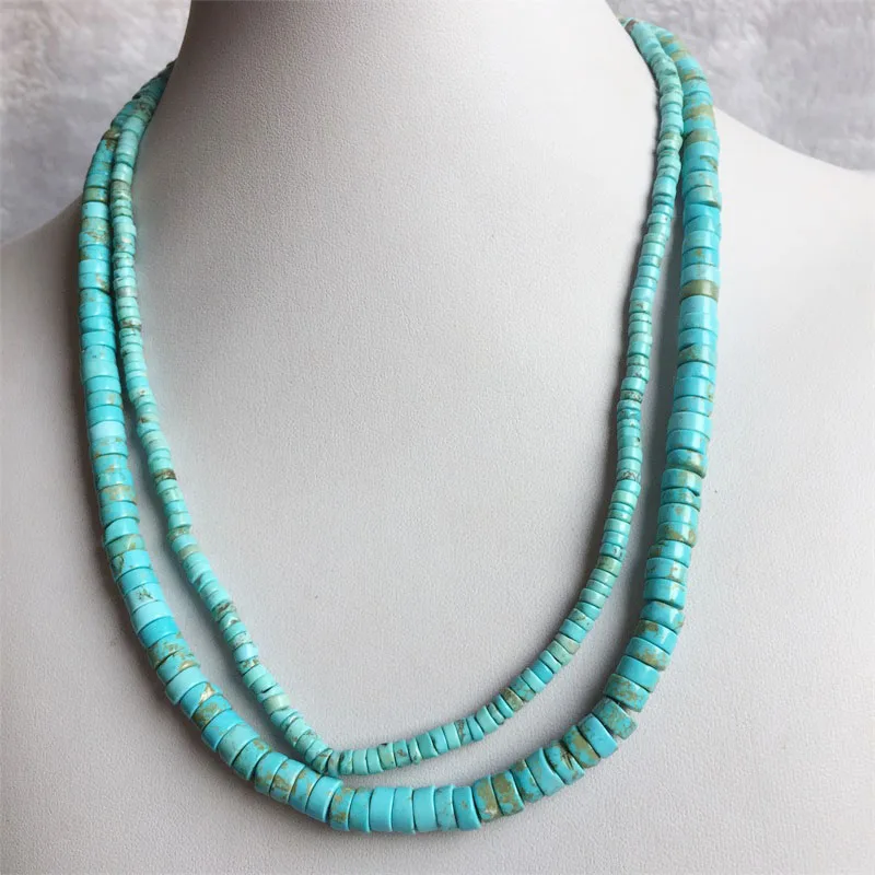 35/40/45/50/55CM 2*4MM 3*6MM Heishi Blue Turquoise Necklace Natural Stone Jewelry Elegant Exquisite Bead Chain Choker Collier
35/40/45/50/55CM 2*4MM 3*6MM Heishi Blue Turquoise Necklace Natural Stone Jewelry Elegant Exquisite Bead Chain Choker Collier