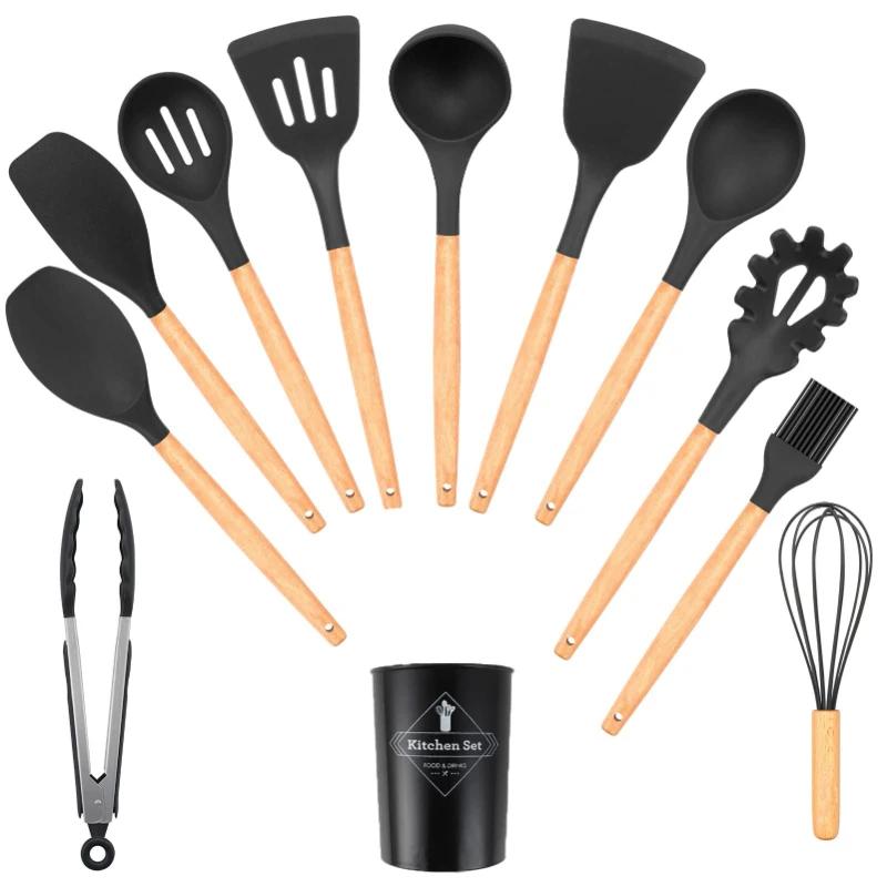 Silicone Cooking Utensils Set,with Wooden Handle (Dishwasher Safe) 392°F Heat Resistant Spatula Set, Nonstick Cookware
Silicone Cooking Utensils Set,with Wooden Handle (Dishwasher Safe) 392°F Heat Resistant Spatula Set, Nonstick Cookware
