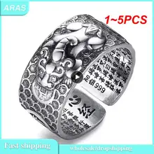 1~5PCS Ring Charm Feng Shui Lucky Money Treasure Amulet Open Adjustable Buddha Ring Jewelry Exquisite Ring Female Men Gift