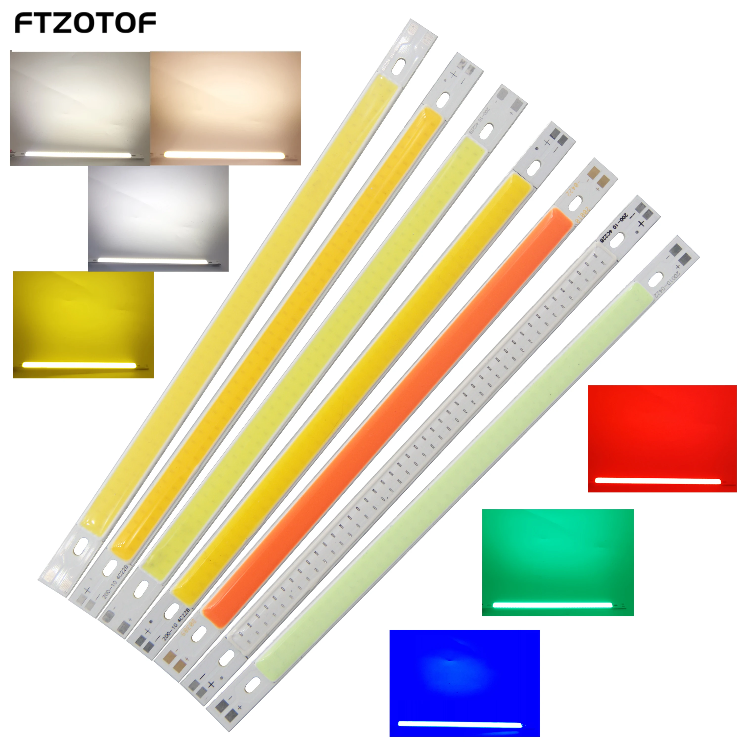 Светодиодная лента 12 В постоянного тока 200*10 мм COB-лампа синяя зеленая желтая