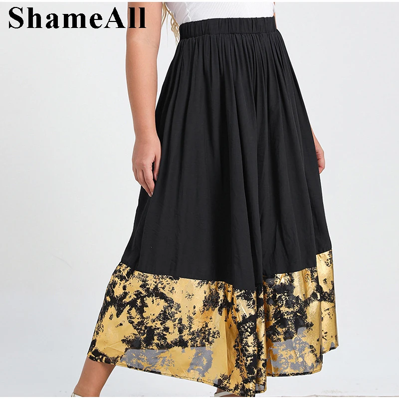 Women Plus Size Elastic Waist Color Blocking Satin Skirts 4XL Summer Elegant Fashion High Waist A-line Mid Length Chiffon Skirt
Women Plus Size Elastic Waist Color Blocking Satin Skirts 4XL Summer Elegant Fashion High Waist A-line Mid Length Chiffon Skirt