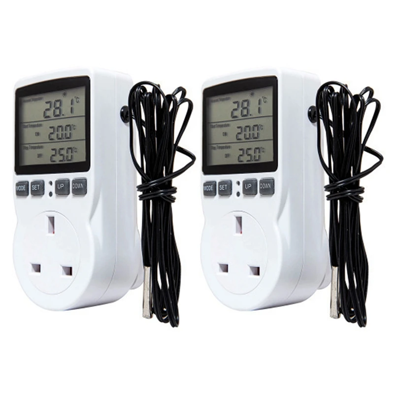 2X Digital Temperature Controller Thermostat Outlet Socket Plug Heating Cooling Timer For Homebrew Greenhouse UK Plug
2X Digital Temperature Controller Thermostat Outlet Socket Plug Heating Cooling Timer For Homebrew Greenhouse UK Plug