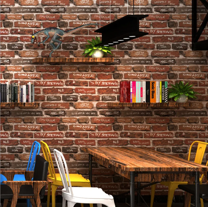 

3D Three-dimensional Imitation Brick Pattern Brick Wallpaper Internet Cafe Restaurant Cultural Stone Red Brick Wallpaper Wallpap