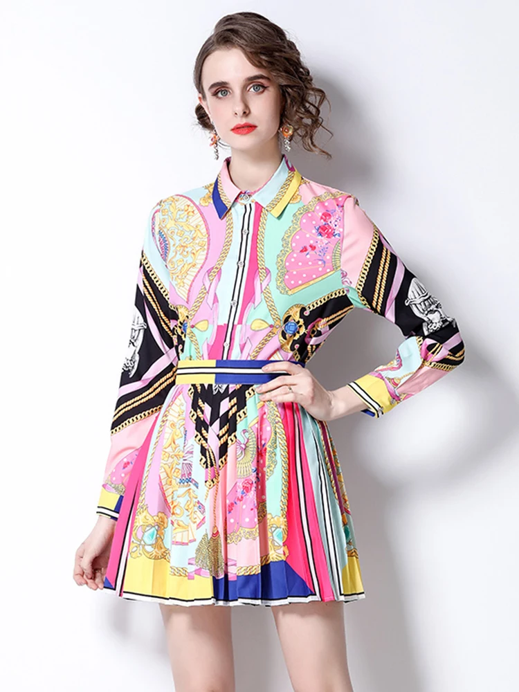 Elegant Long Sleeve Single Breasted Vintage Blouses and A-Line Pleated Mini Skirt Outfits for Women Runway 2 Piece Set S2123
Elegant Long Sleeve Single Breasted Vintage Blouses and A-Line Pleated Mini Skirt Outfits for Women Runway 2 Piece Set S2123