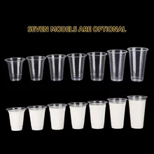 50pcs New Disposable Transparent Plastic Cups Milk Tea Beverage Cups With Lids For Takeaway Outdoor Picnic Birthday Kitchen Part