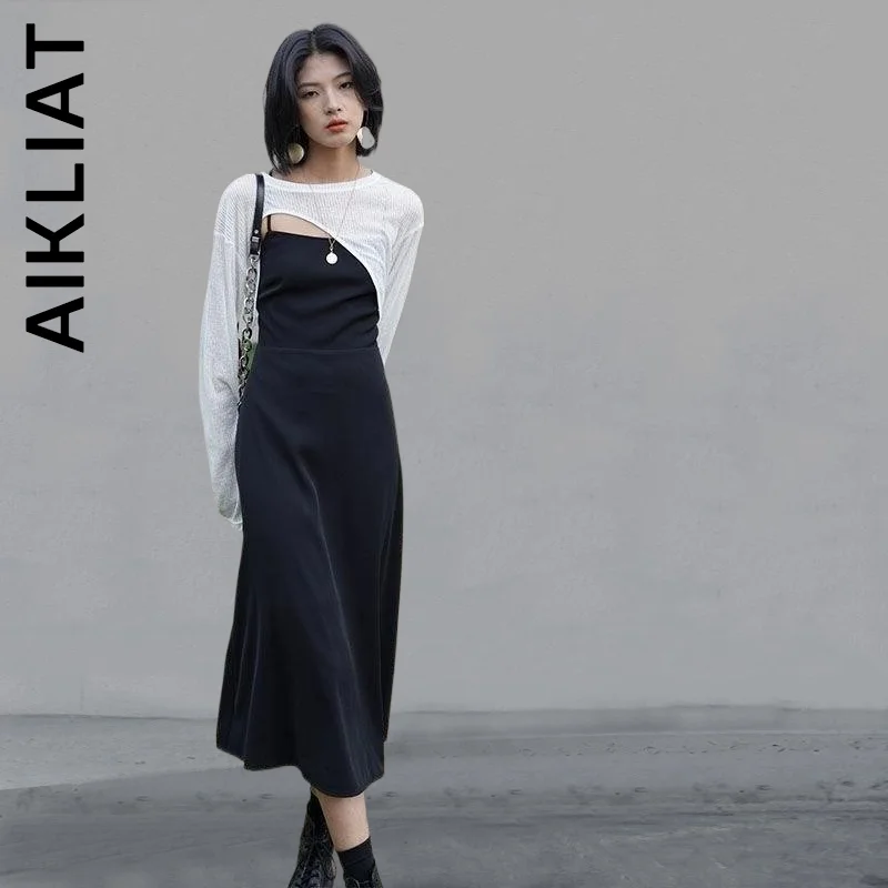 Aikliat Fashion Backless White Irregular Crop Tops Sexy Spaghetti Strap Midi Dress Sets Slim Women's Tracksuit Set Female
Aikliat Fashion Backless White Irregular Crop Tops Sexy Spaghetti Strap Midi Dress Sets Slim Women's Tracksuit Set Female