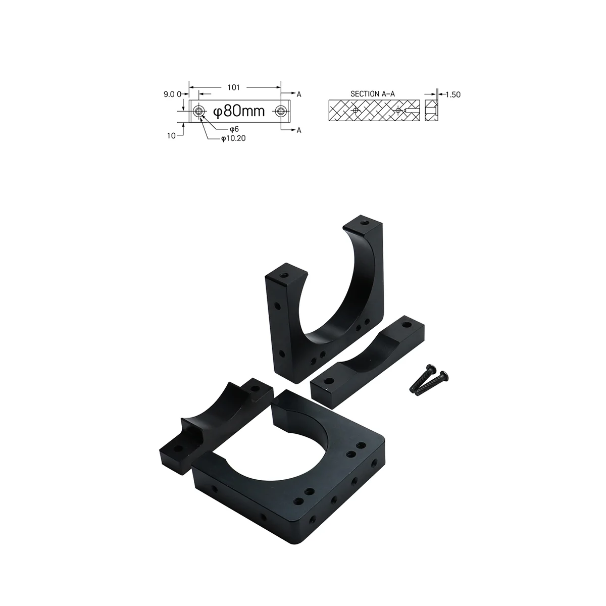 2 Pcs CNC Engraving Machine Diameter 80mm Spindle Motor Fixture Aluminum Support Mounting Base Bracket(80mm)
2 Pcs CNC Engraving Machine Diameter 80mm Spindle Motor Fixture Aluminum Support Mounting Base Bracket(80mm)