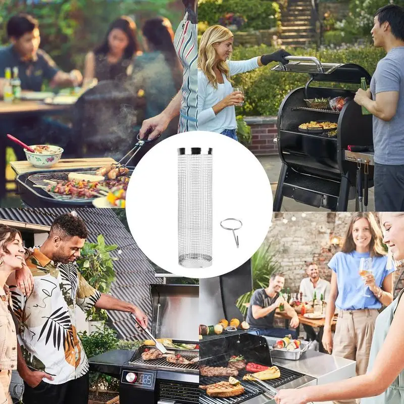 Grilling Basket Stainless Steel Evenly Heated BBQ Rolling Basket Barbecue Net Tube Cage Grilling Basket Non-Stick Mesh Cylinder
Grilling Basket Stainless Steel Evenly Heated BBQ Rolling Basket Barbecue Net Tube Cage Grilling Basket Non-Stick Mesh Cylinder