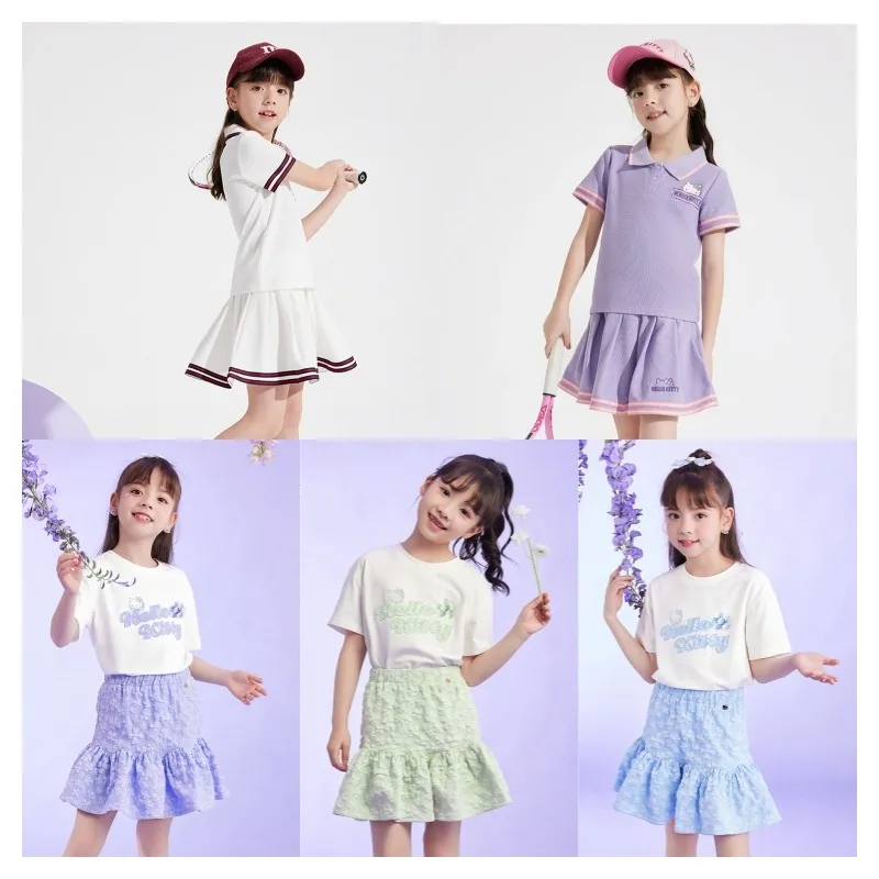 Sanrios Hellokittys Cartoon Embroidery Printing Short Sleeve Skirt Two Piece Suit Anime Girl Children Sport T-shirt Skirt Set
Sanrios Hellokittys Cartoon Embroidery Printing Short Sleeve Skirt Two Piece Suit Anime Girl Children Sport T-shirt Skirt Set