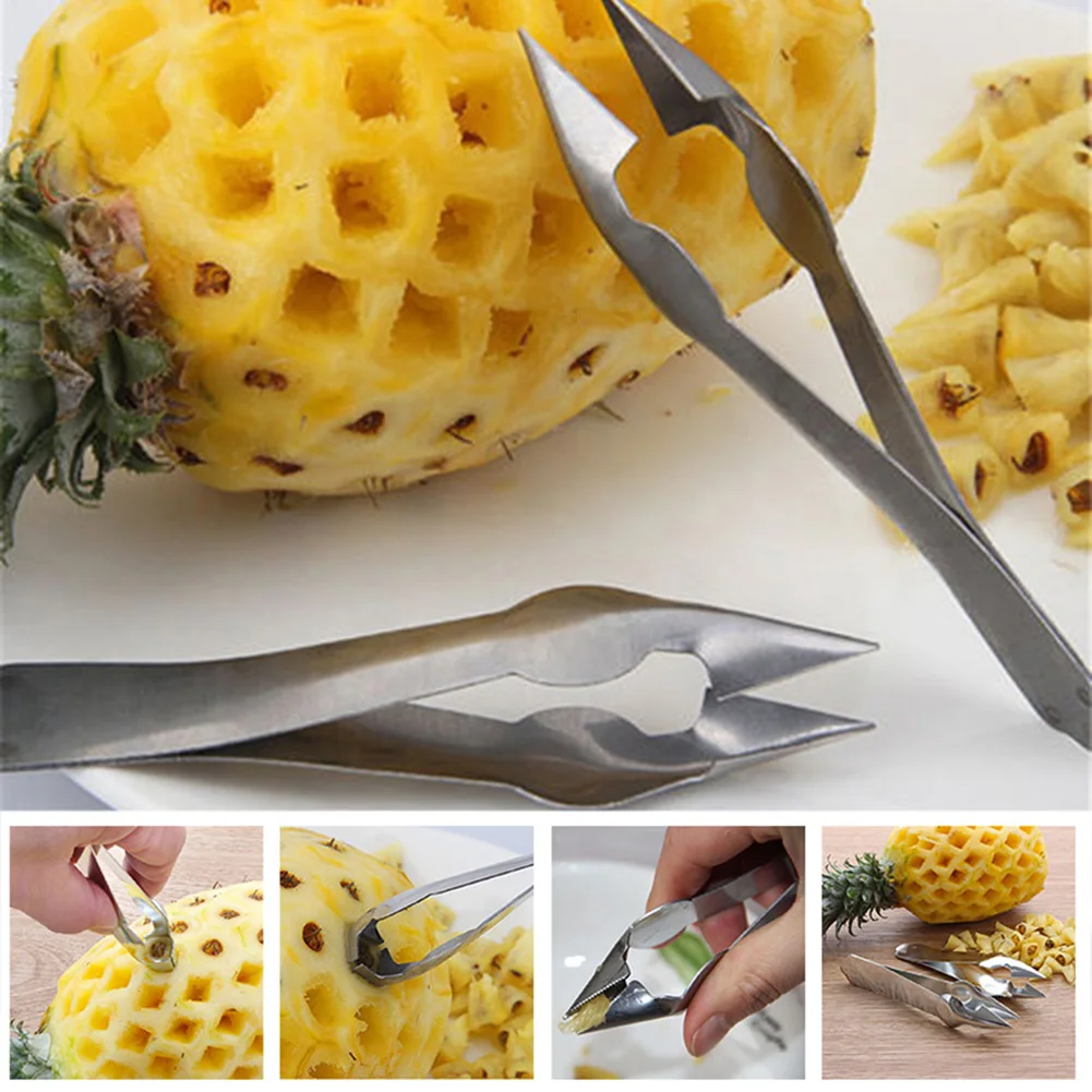 

Akcesoria Kuchenne Pineapple Peeler Fruit Tools Stainless Steel Seed Remover Cutting Clip V-Shaped Slicer Kitchen Gadgets
