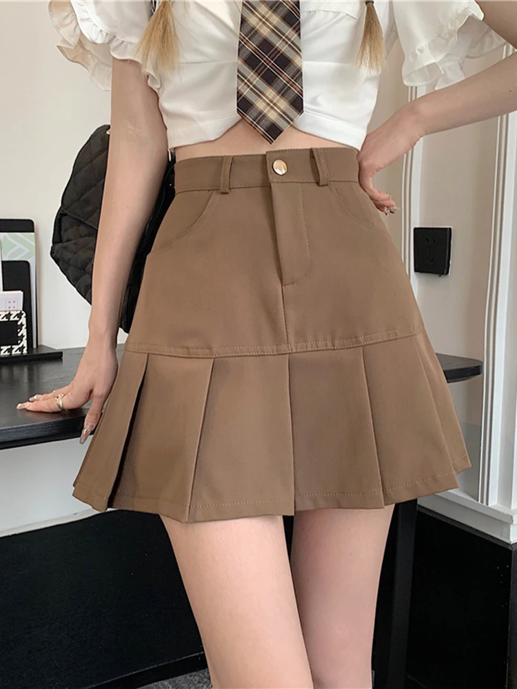 Короткие плиссированные юбки в Корейском стиле для женщин, весна-осень, высокая уличная одежда, мини-юбки, новинка 2023, милая элегантная женская одежда 
Короткие плиссированные юбки в Корейском стиле для женщин, весна-осень, высокая уличная одежда, мини-юбки, новинка 2023, милая элегантная женская одежда