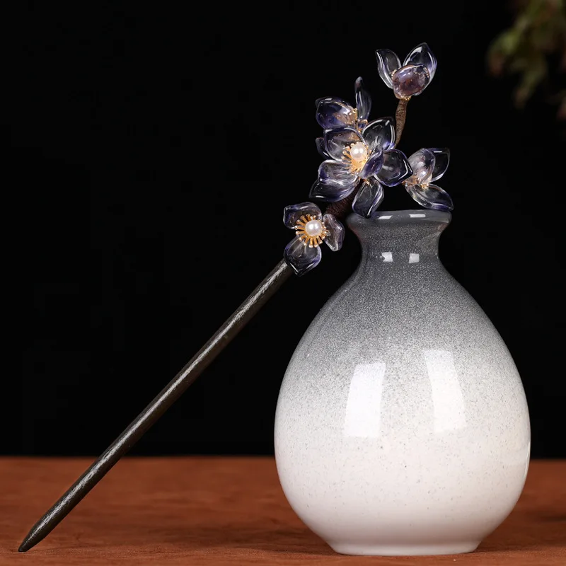 Chinoiserie Style Vintage Sandalwood Purple Crystal Flower Pearl Alloy Buyao Handmade Hairpin for Women Hanfu Headdress Gift
Chinoiserie Style Vintage Sandalwood Purple Crystal Flower Pearl Alloy Buyao Handmade Hairpin for Women Hanfu Headdress Gift