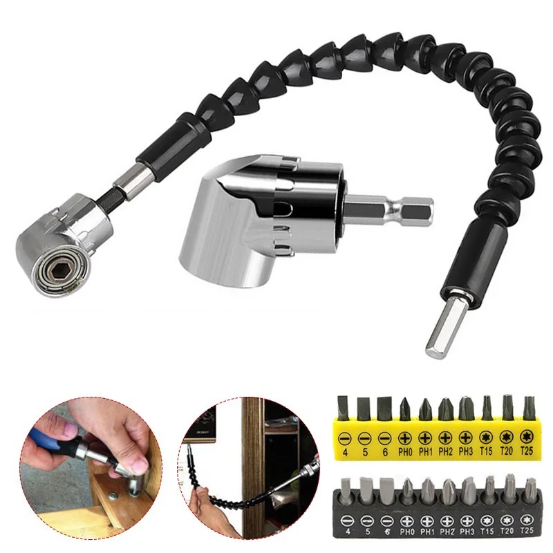 105 Degree Angle Screwdriver Set Holder Right Angle Driver Screwdriver Strong Toughness Adapter Adjustable Angles Hand Tools Set
105 Degree Angle Screwdriver Set Holder Right Angle Driver Screwdriver Strong Toughness Adapter Adjustable Angles Hand Tools Set