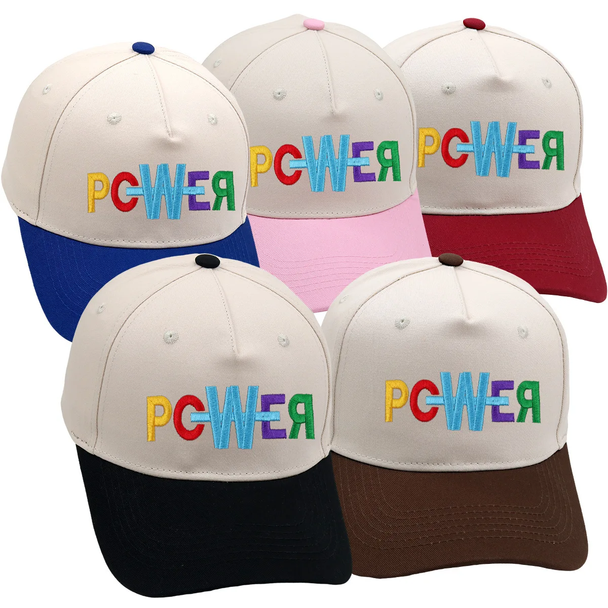 POWER Trucker Hat KPOP GD Бейсболка популярные цветные буквы с вышивкой Ретро двухцветные