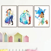HD Disney Prints Pictures Cartoon Home Decoration Princess Belle Paintings Canvas Modular Poster for Bedroom Wall Art No Frame
