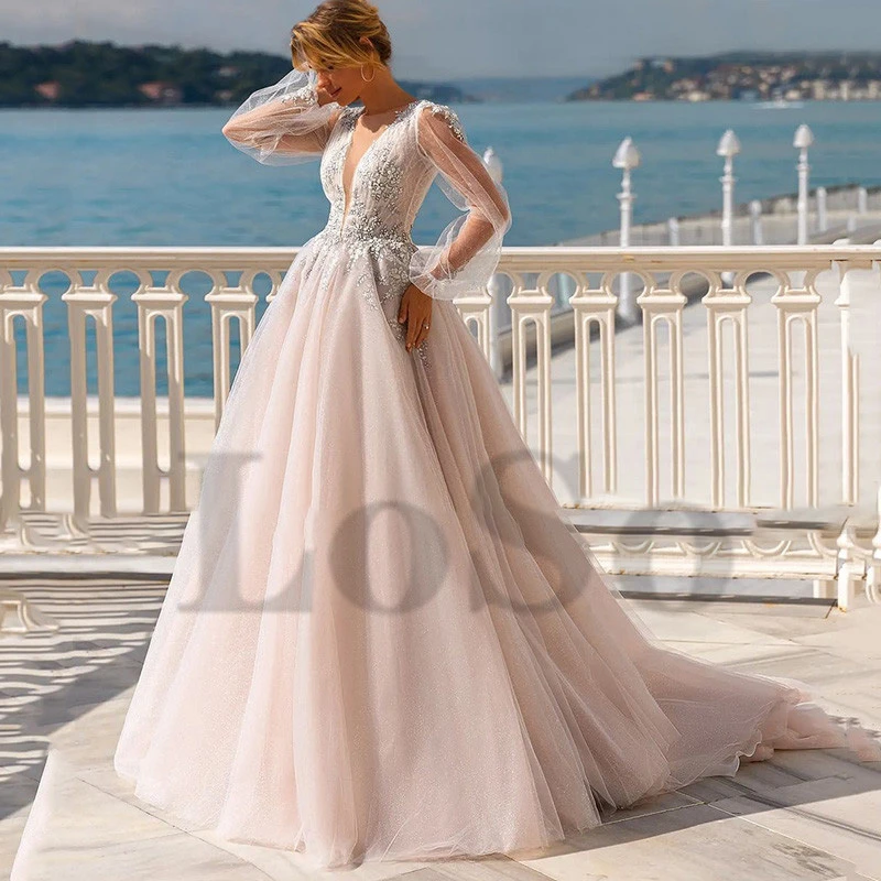 Luxury Wedding Dress Puff Sleeve Exquisite Appliques O-Neck A-Line Elegant Princess Glitter Gown Robe De Mariee For Women
Luxury Wedding Dress Puff Sleeve Exquisite Appliques O-Neck A-Line Elegant Princess Glitter Gown Robe De Mariee For Women