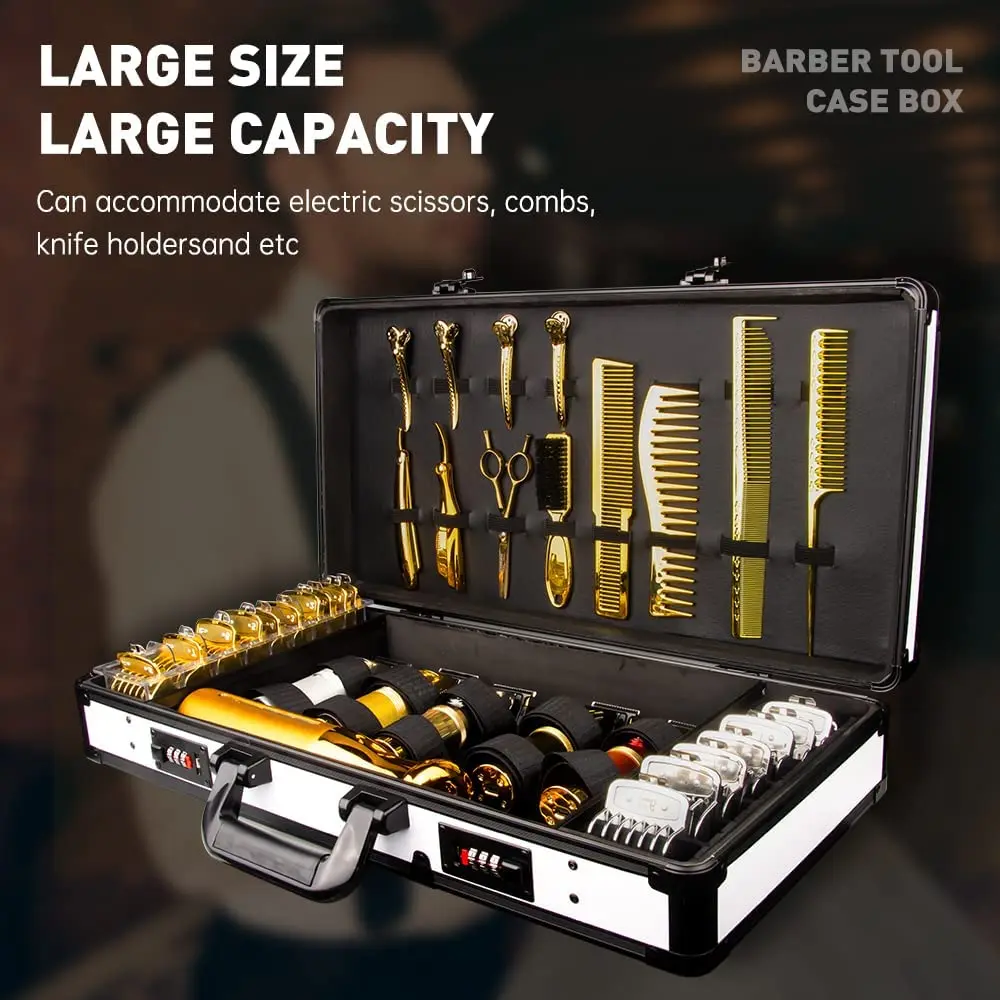NEW Barber Tools Storage Case Large Capacity Aluminum Toolbox With Password Lock Multifunctional Beauty Cosmetic Box 2023
NEW Barber Tools Storage Case Large Capacity Aluminum Toolbox With Password Lock Multifunctional Beauty Cosmetic Box 2023