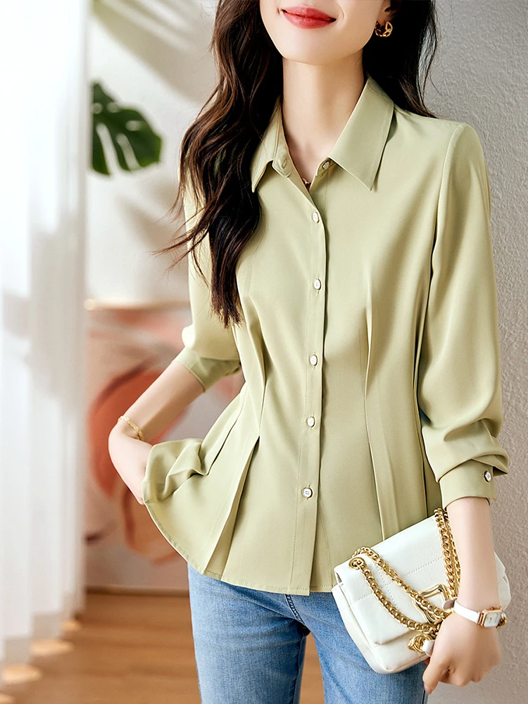 QOERLIN Turn-Down Collar Office Ladies Simple Elegant Fashion Chic Light Green Stylish Button Up Shirts Long Sleeve Tops Blouse
QOERLIN Turn-Down Collar Office Ladies Simple Elegant Fashion Chic Light Green Stylish Button Up Shirts Long Sleeve Tops Blouse