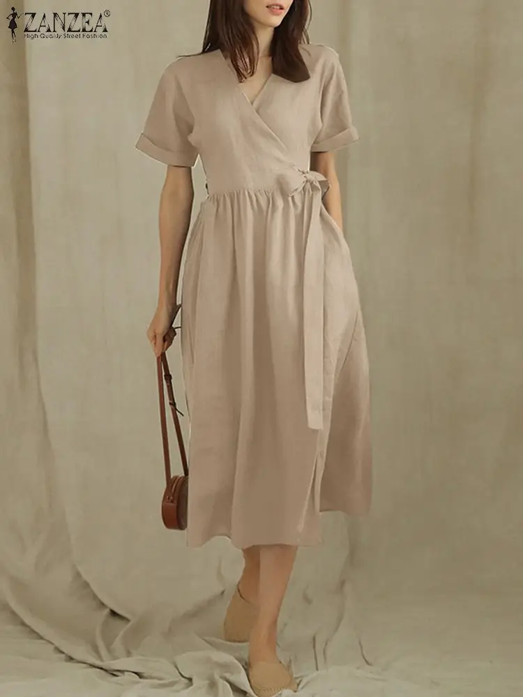 ZANZEA Summer Holiday Sundress Fashion Solid Dress Women Short Sleeve V Neck Robe Causal A Line Dresses Femme Lace Up Vestido
ZANZEA Summer Holiday Sundress Fashion Solid Dress Women Short Sleeve V Neck Robe Causal A Line Dresses Femme Lace Up Vestido