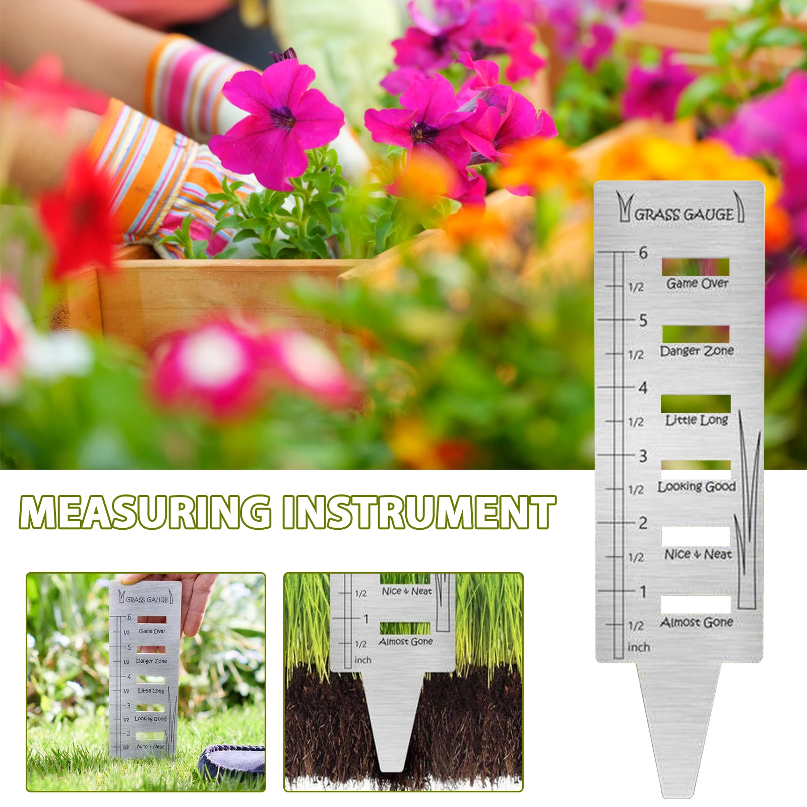 Stainless Steel Grass Gauge With Scale Outdoor Lawn Trimming Measuring Tool 6 Level Portable Grass Height Ruler Measuring Instru
Stainless Steel Grass Gauge With Scale Outdoor Lawn Trimming Measuring Tool 6 Level Portable Grass Height Ruler Measuring Instru