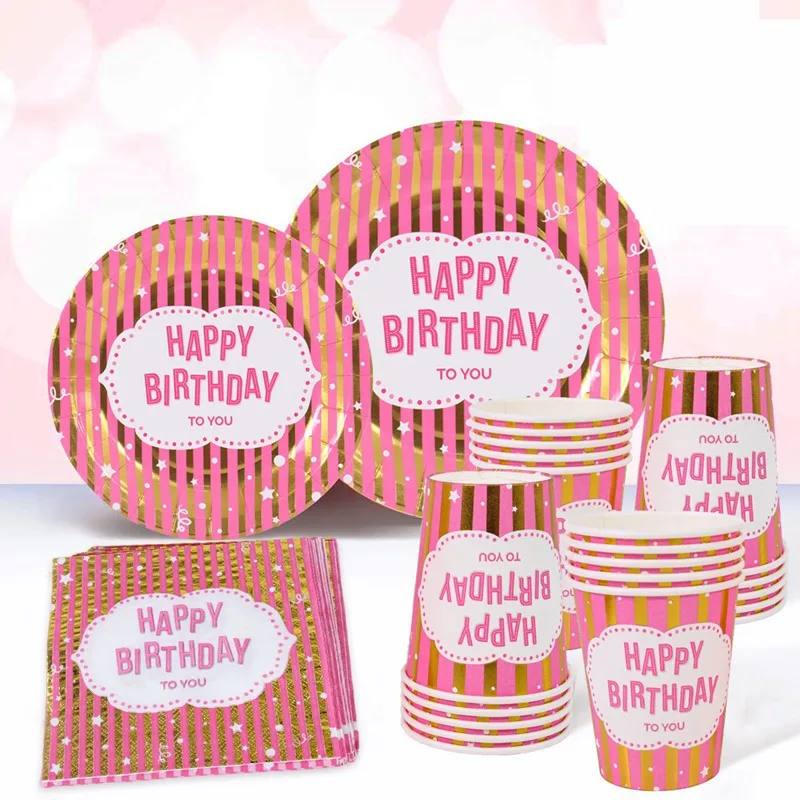 

1st Birthday Disposable Tableware Set Banner Paper Plates Napkin Cups Tablecloth Happy 1st Birthday Party Decoration