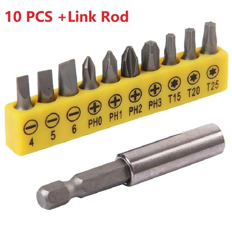 11PCS Set Electric Drill Accessories with Magnetic Bit 10 Pieces Connecting Rod 1 Piece Magnetic Screwdriver Set
11PCS Set Electric Drill Accessories with Magnetic Bit 10 Pieces Connecting Rod 1 Piece Magnetic Screwdriver Set