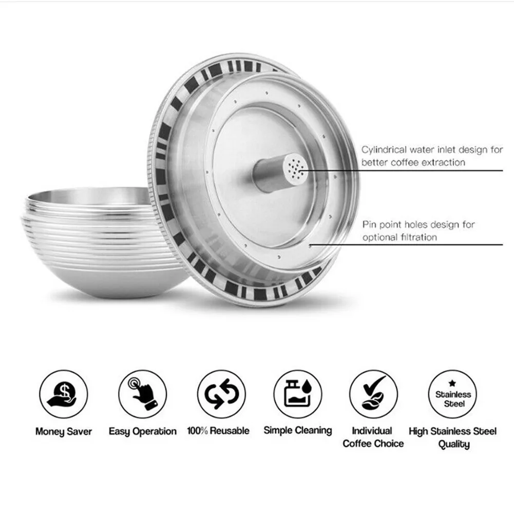 Reusable Coffee Capsule Pod For Vertuo Stainless Steel Refillable Coffee Filter Capsules Filter Pods Kitchen Tool
Reusable Coffee Capsule Pod For Vertuo Stainless Steel Refillable Coffee Filter Capsules Filter Pods Kitchen Tool