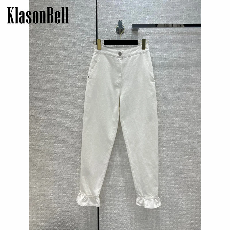 7.26 KlasonBell Letter Embroidery Pocket Ruffle Cuff Washed White Straight Jeans Women
7.26 KlasonBell Letter Embroidery Pocket Ruffle Cuff Washed White Straight Jeans Women