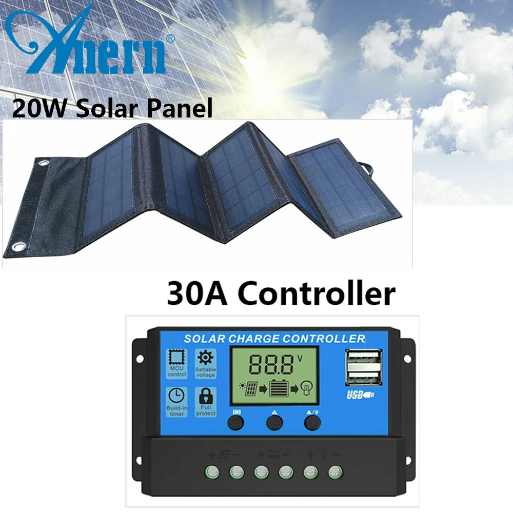 

Комплект солнечной панели 12 В, USB-зарядка, контроллер солнечной панели, Портативный Контроллер заряда солнечных батарей, солнечные батареи ...