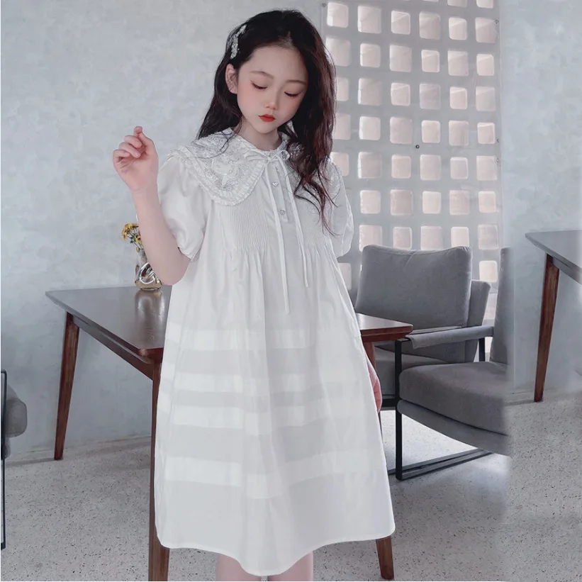 Teen Girls Princess White Dress 2023 Summer Short Sleeve Children Clothing Cotton Kids Dresses Elegant Sequined Lapel Collar
Teen Girls Princess White Dress 2023 Summer Short Sleeve Children Clothing Cotton Kids Dresses Elegant Sequined Lapel Collar