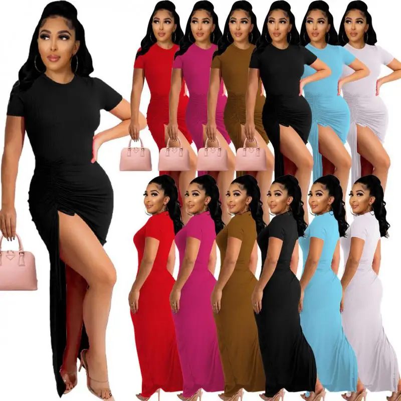 2022 New Summer Women's Sexy Round Neck Slit Dress Sleeve Party Drawstring Short Sleeve Dress
2022 New Summer Women's Sexy Round Neck Slit Dress Sleeve Party Drawstring Short Sleeve Dress