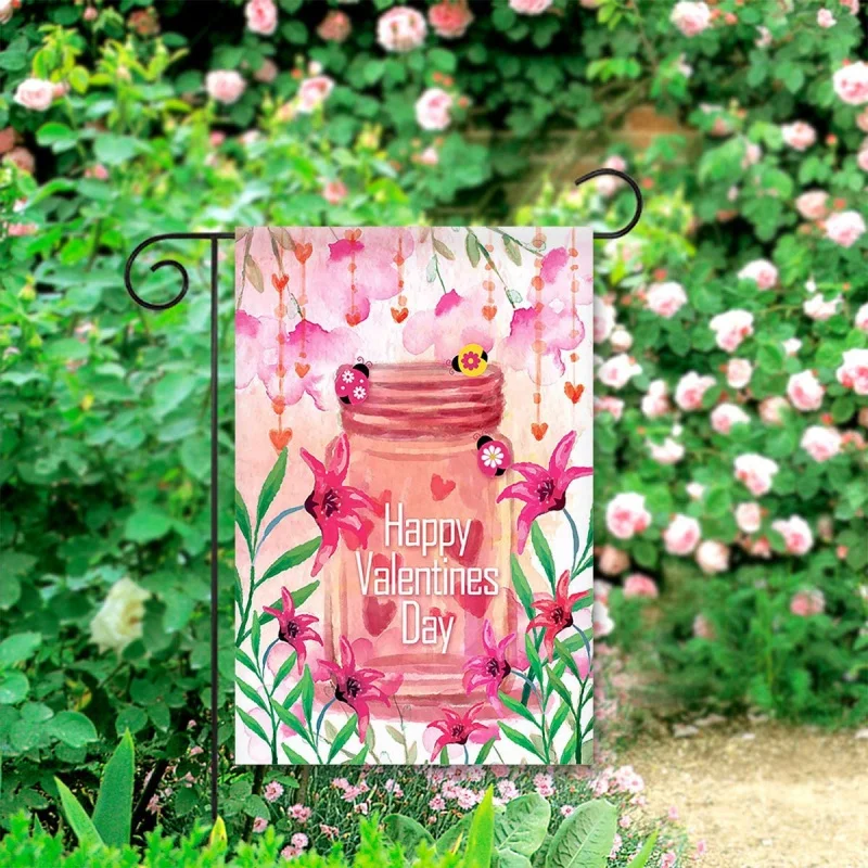 Happy Valentine's Day Double Sided Mason Jar Pink Flower Spring Garden Flag Banner for Outside House Yard Home Decorative
Happy Valentine's Day Double Sided Mason Jar Pink Flower Spring Garden Flag Banner for Outside House Yard Home Decorative