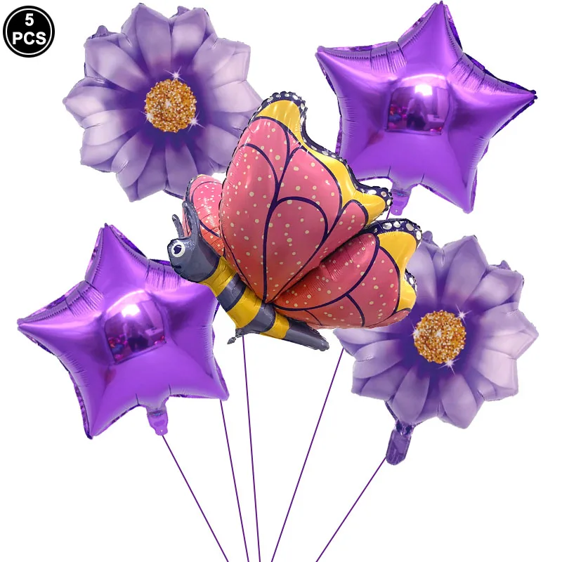 5Pcs Foil Flower Butterfly Balloons Purple Sunflower Balloon 4D Butterfly Helium Balloons Birthday Party Wedding Globos Supplies
5Pcs Foil Flower Butterfly Balloons Purple Sunflower Balloon 4D Butterfly Helium Balloons Birthday Party Wedding Globos Supplies