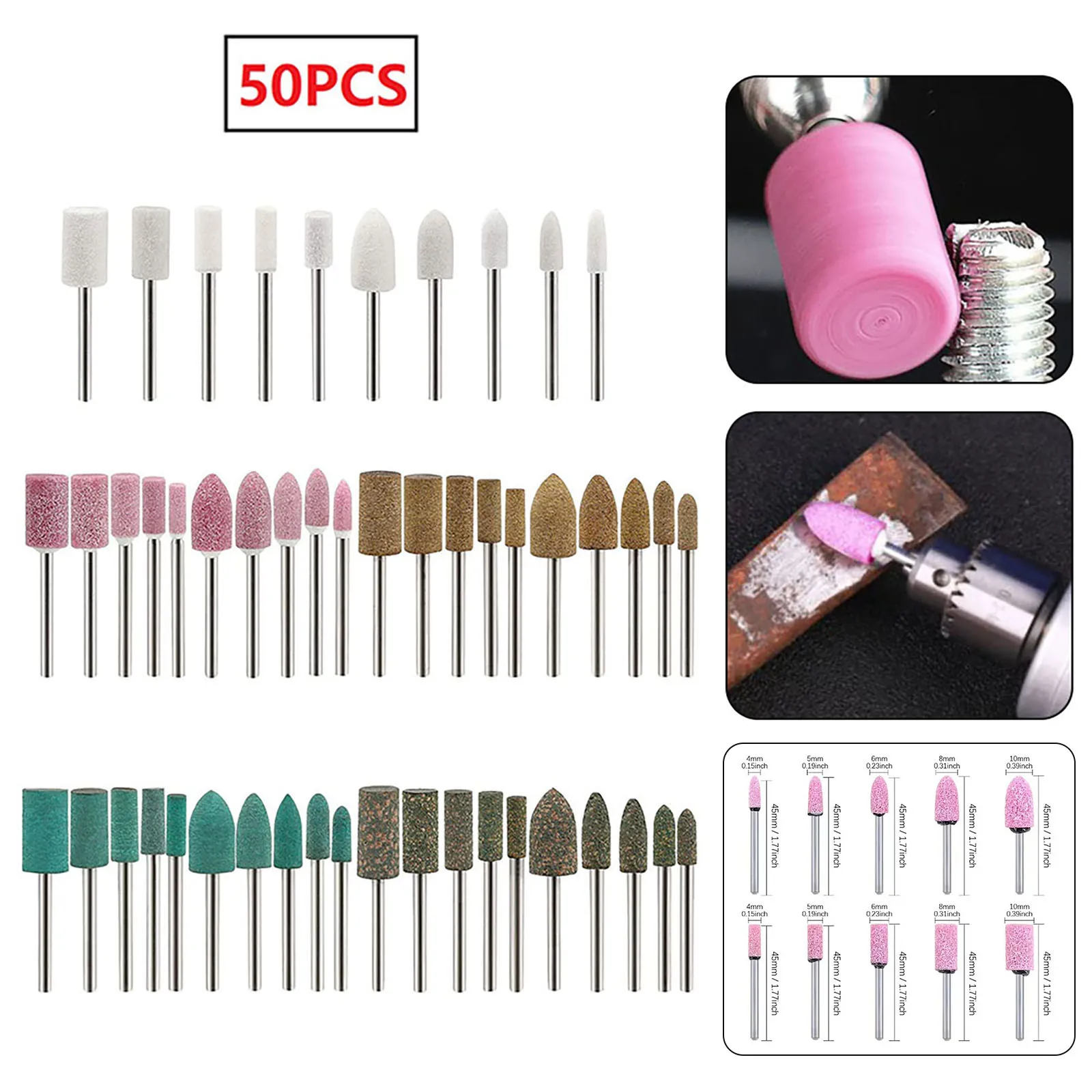 50PC 4/5/6/8/10mm Grinding Polishing Head Tool 3mm Grindstone Assorted Ceramic Mounted Point Polish Mold, Glass
50PC 4/5/6/8/10mm Grinding Polishing Head Tool 3mm Grindstone Assorted Ceramic Mounted Point Polish Mold, Glass