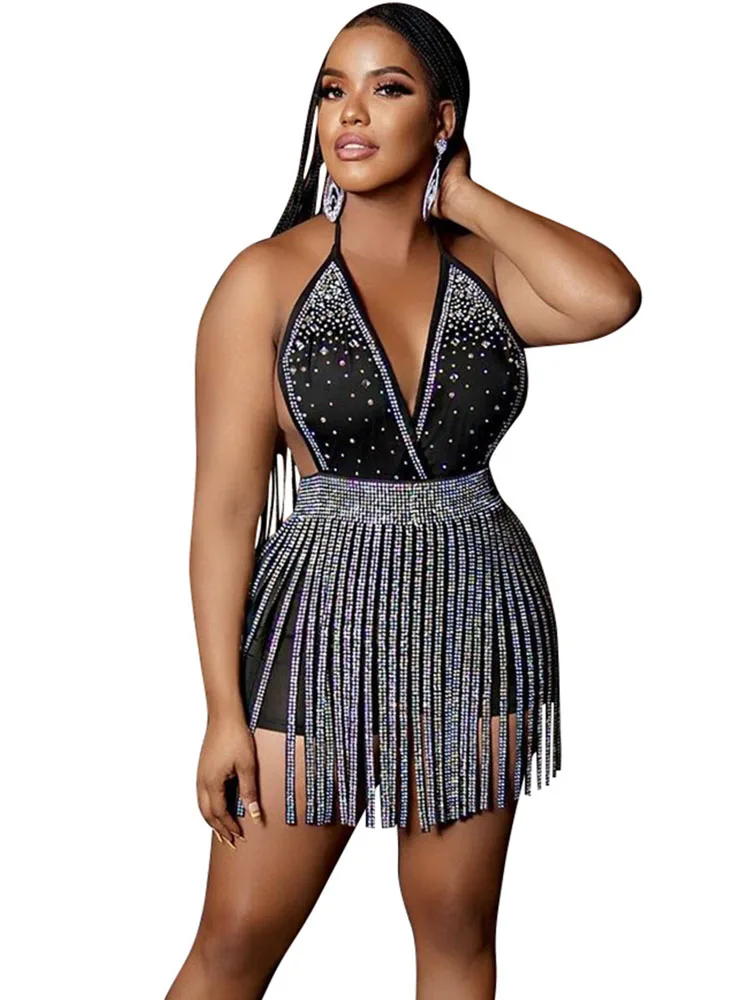 Black Rhinestone Tassel Evening Prom Halter Dress Elegant Luxury Night Club Robes For Women V Neck Sexy Backless Mini Dresses
Black Rhinestone Tassel Evening Prom Halter Dress Elegant Luxury Night Club Robes For Women V Neck Sexy Backless Mini Dresses