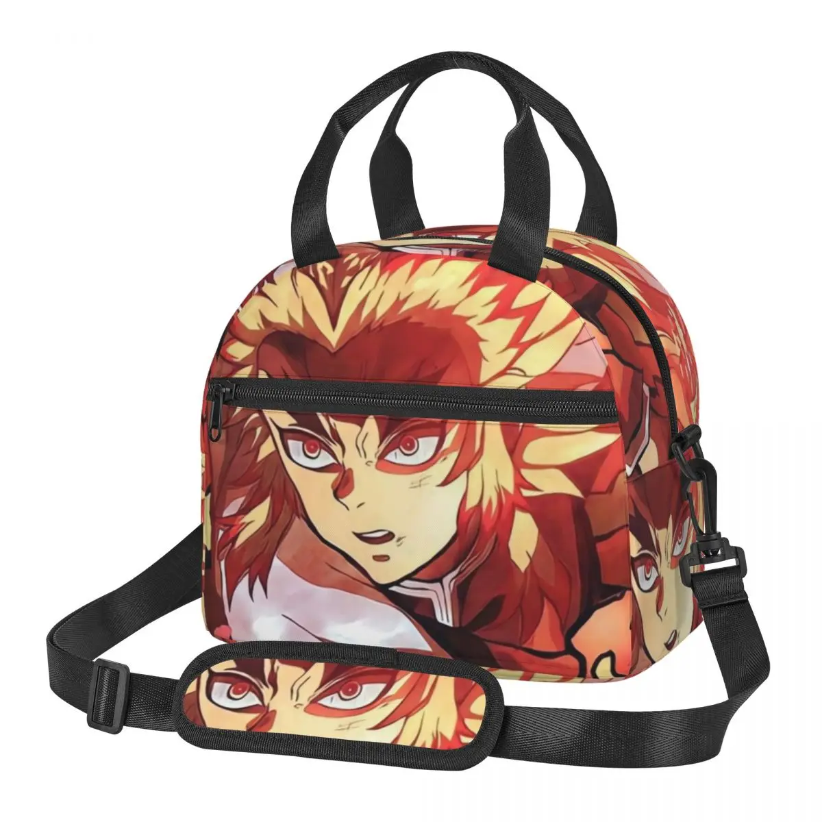 

Demon Slayer Lunch Bag Rengoku Kyojuro Anime Vintage Lunch Box Outdoor Picnic Portable Tote Food Bags Print Cooler Bag