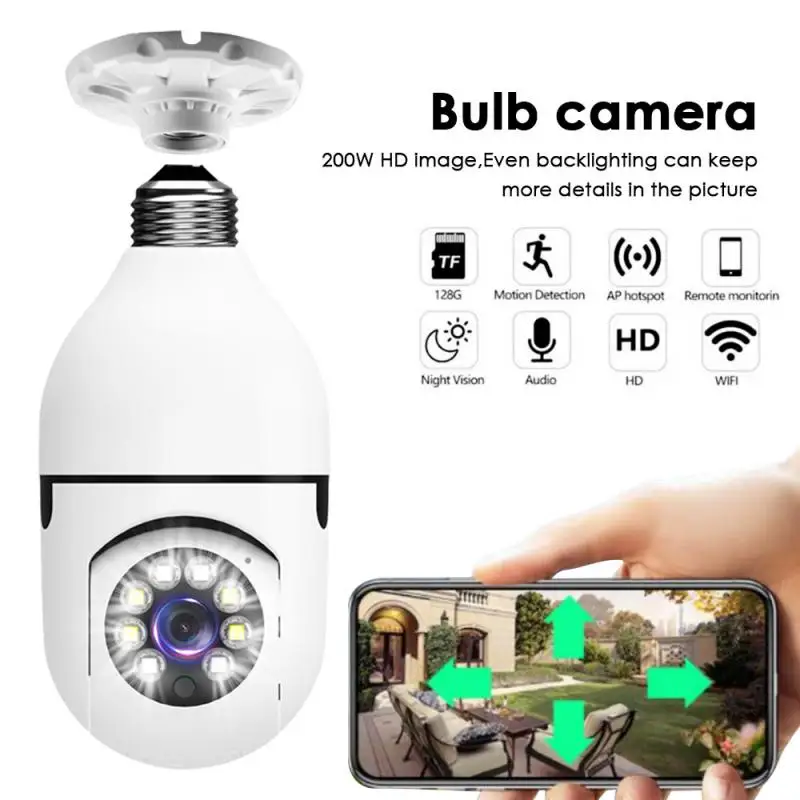 1080P E27 Bulb Wifi Camera With PTZ HD Infrared Night Vision Two Way Talk Baby Monitor Auto Tracking V380 APP Home Security
1080P E27 Bulb Wifi Camera With PTZ HD Infrared Night Vision Two Way Talk Baby Monitor Auto Tracking V380 APP Home Security