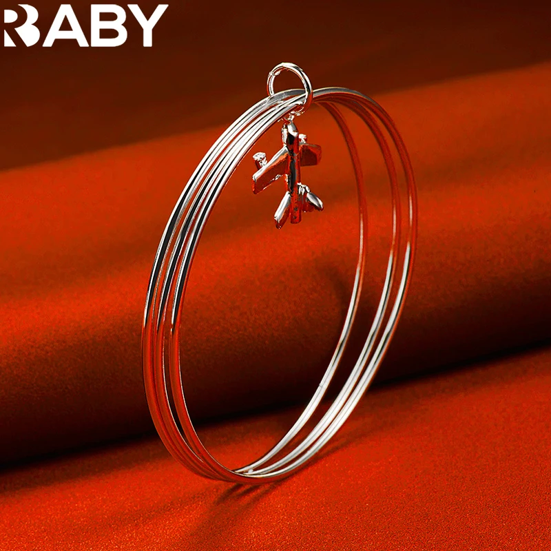 925 Sterling Silver Three Circles Aircraft Pendant Bracelet Bangles For Woman man Fashion Party Charm Jewelry Trend Accessories 
925 Sterling Silver Three Circles Aircraft Pendant Bracelet Bangles For Woman man Fashion Party Charm Jewelry Trend Accessories