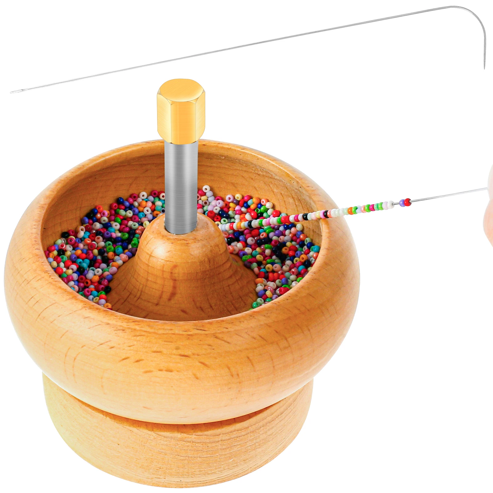 L Bead Spinner Set with 2 Needles Wooden Spin Beading Bowl for Jewelry Making Spin Bead Loader Easy to Operate Effort-Saving
L Bead Spinner Set with 2 Needles Wooden Spin Beading Bowl for Jewelry Making Spin Bead Loader Easy to Operate Effort-Saving
