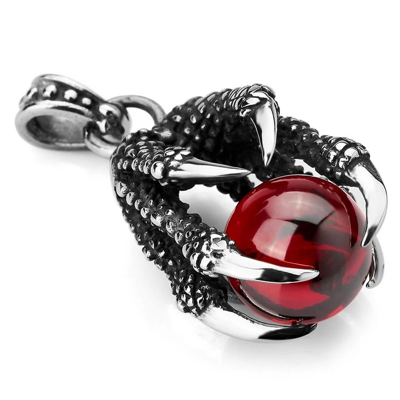 10X Stainless Steel Pendant Necklace CZ Red Dragon Claws Bead Gothic Men ,23 Inch Chain
10X Stainless Steel Pendant Necklace CZ Red Dragon Claws Bead Gothic Men ,23 Inch Chain