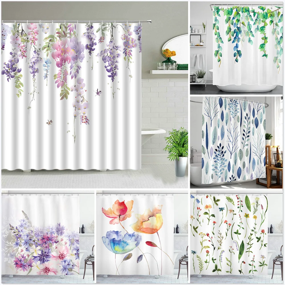 White Fabric Farmhouse Flower Shower Curtains Green Tropical Leaf Bird Rose Floral Plant Scenery Bathroom Curtain Set With Hooks
White Fabric Farmhouse Flower Shower Curtains Green Tropical Leaf Bird Rose Floral Plant Scenery Bathroom Curtain Set With Hooks
