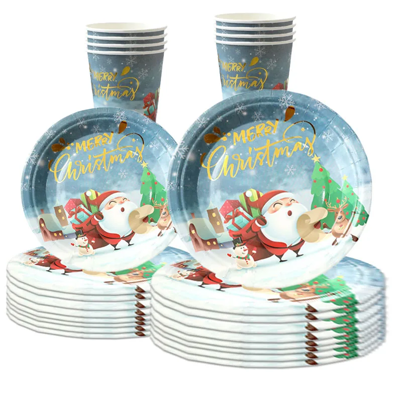 Merry Christmas Party Disposable Cutlery Set Santa Claus Paper Cups Plates Christmas Decorations For Home Xmas Ornaments Navidad
Merry Christmas Party Disposable Cutlery Set Santa Claus Paper Cups Plates Christmas Decorations For Home Xmas Ornaments Navidad