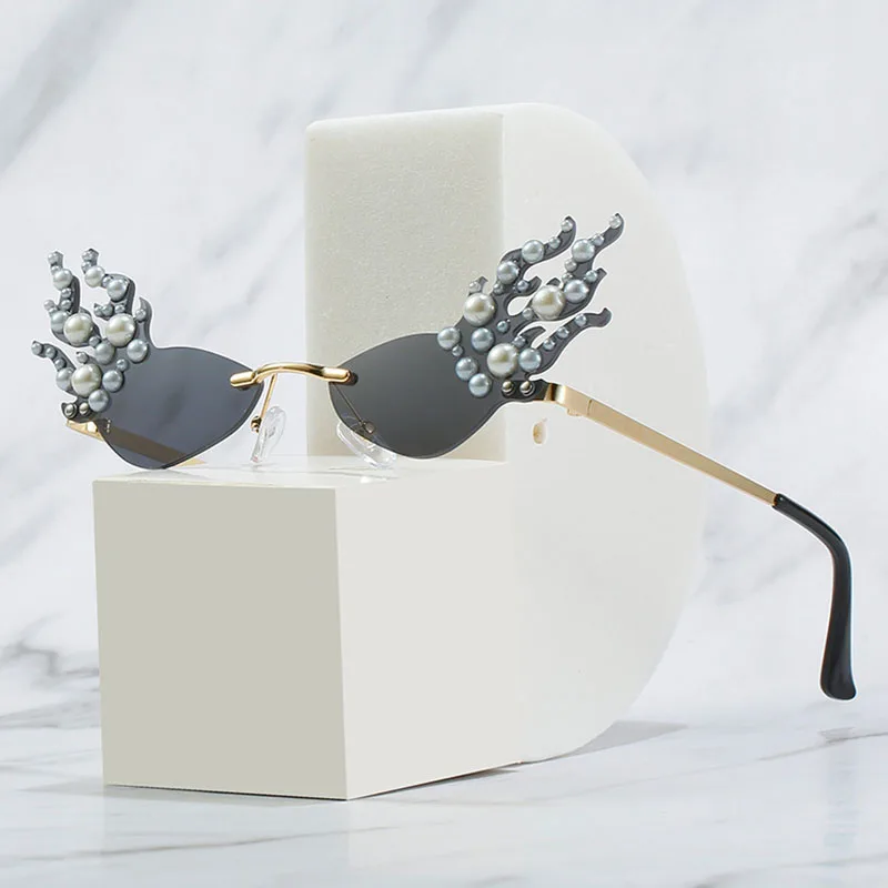Unique Design Sunglasses Men Women Fashion Rimless Flame Sunglasses Luxury Pearl Shades Glasses Vintage
Unique Design Sunglasses Men Women Fashion Rimless Flame Sunglasses Luxury Pearl Shades Glasses Vintage