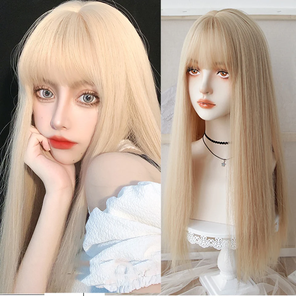 BUQI Synthetic Long Straight Hair Women Gold Pink Bangs Black Cosplay Party Lolita Wigs Heat Resistant Wigs
BUQI Synthetic Long Straight Hair Women Gold Pink Bangs Black Cosplay Party Lolita Wigs Heat Resistant Wigs
