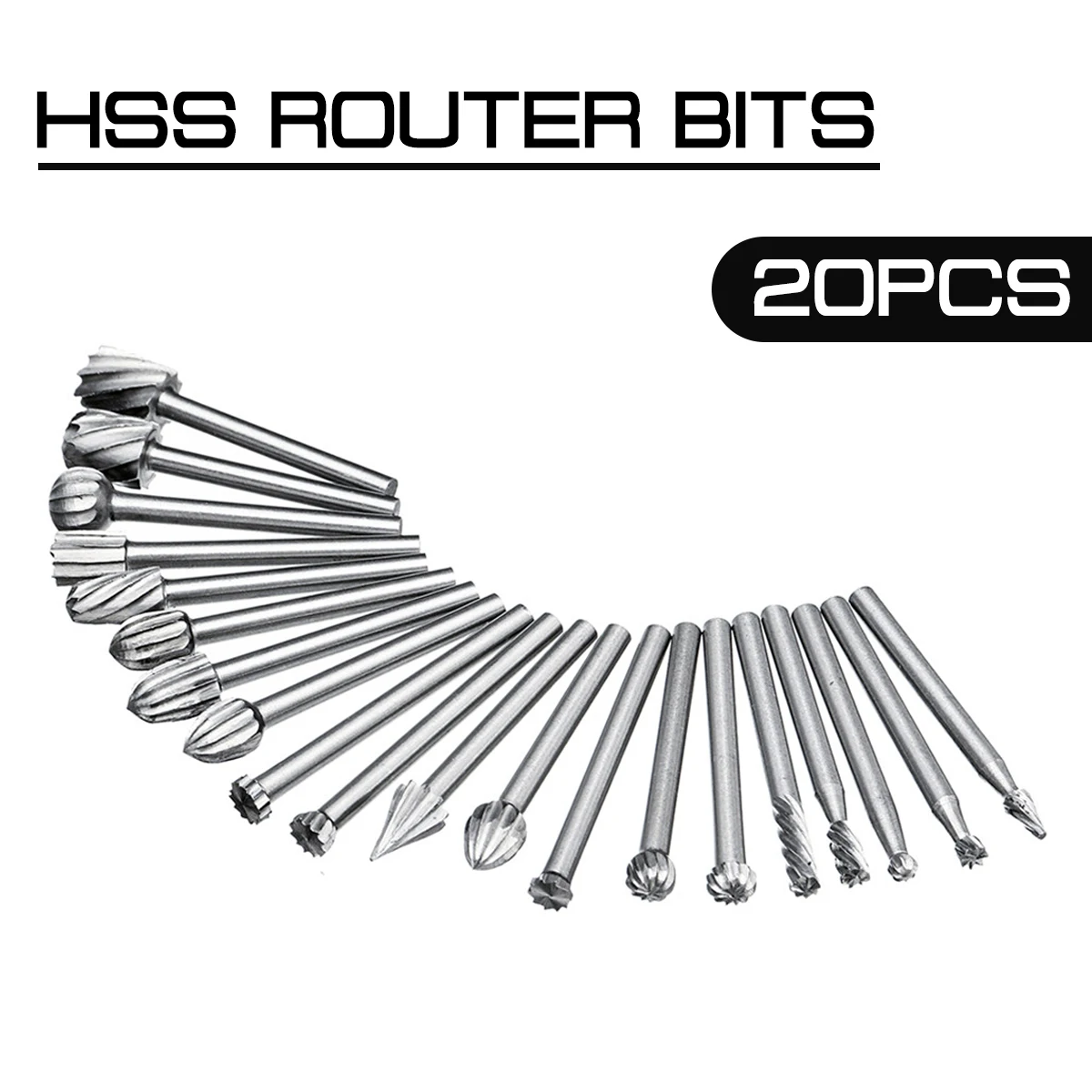 20Pcs 3mm HSS Routing Router Bits Rotary Carving Carved Knife Rotary Tools Cutter Tool Engraving Wood Working Used for Dremel
20Pcs 3mm HSS Routing Router Bits Rotary Carving Carved Knife Rotary Tools Cutter Tool Engraving Wood Working Used for Dremel