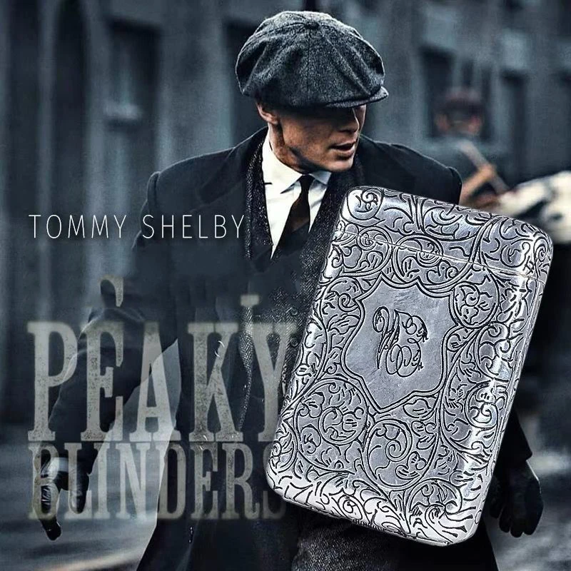 

16 Sticks Peaky Blinders Cigarrate Case Engraved Shelby Cigars Case Cigarette Box Anti-pressure Personality Cigarette Accessorie